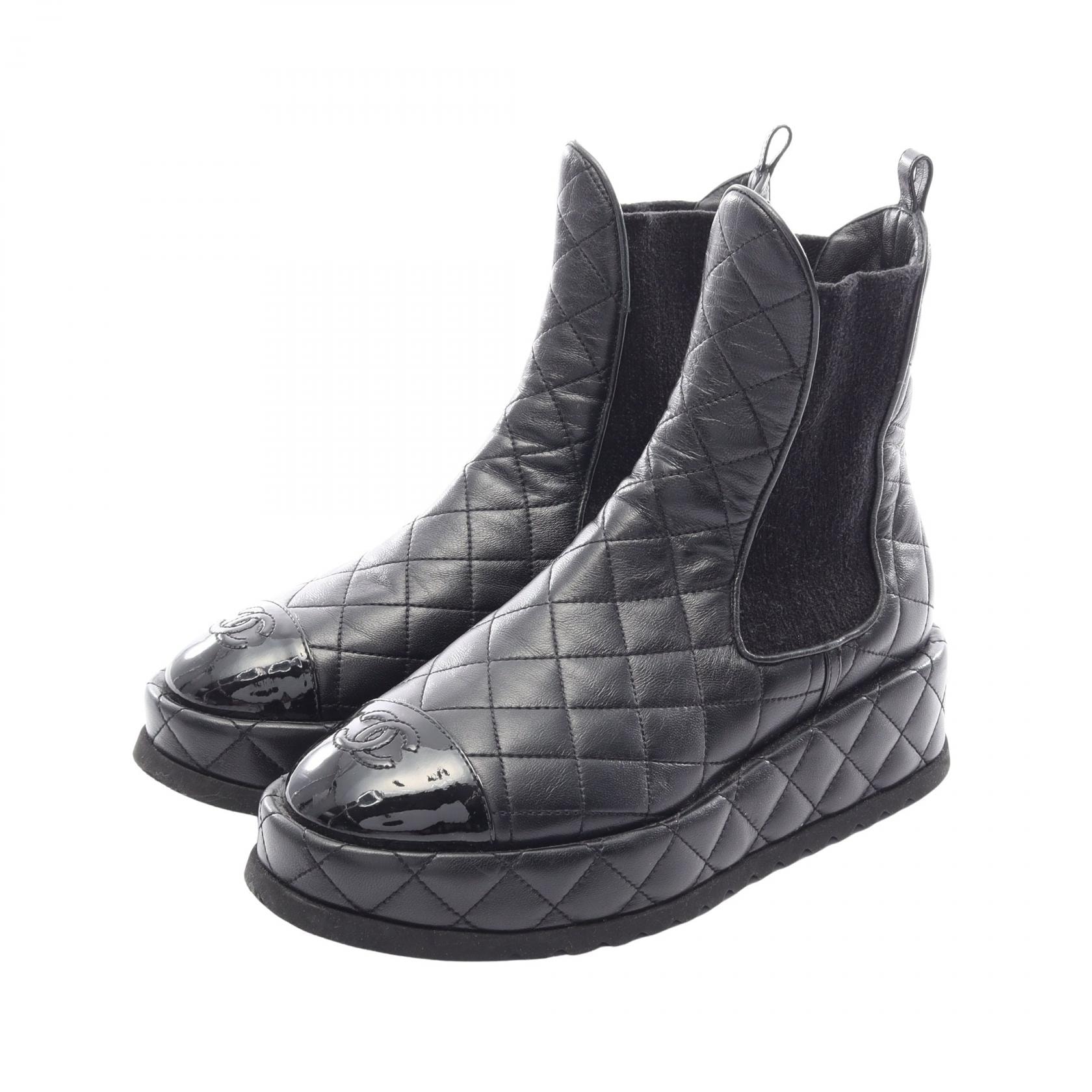 シャネル CHANEL ココマーク マトラッセ ブーツ 靴 レザー パテントレザー レディース ブラック系 G45190 【中古】