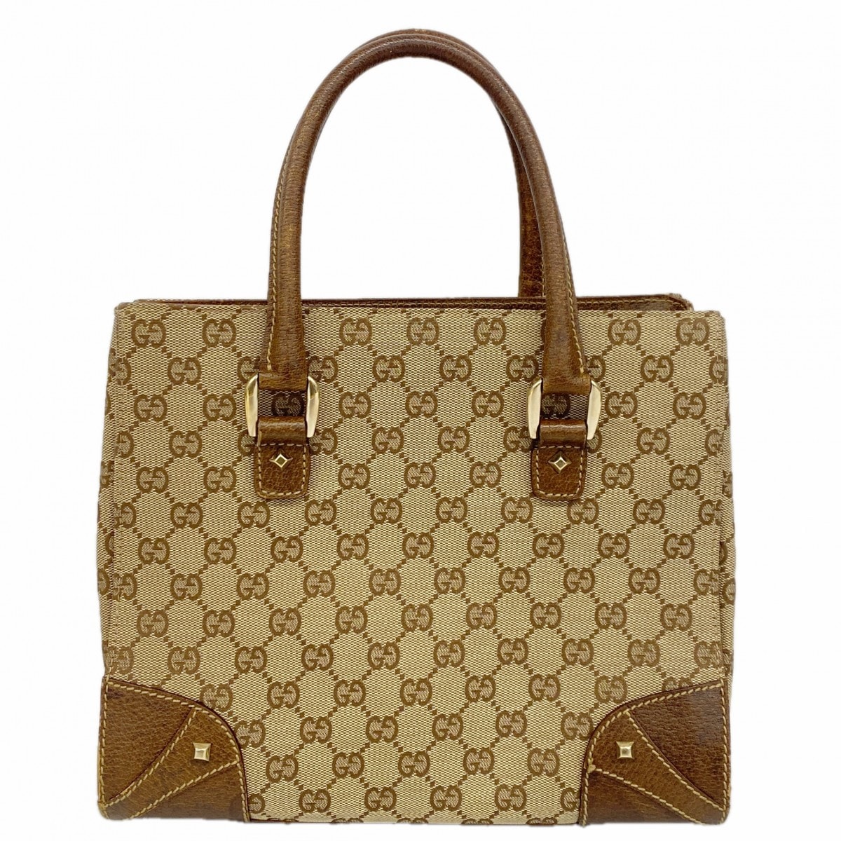 【6ce5961】グッチ ハンドバッグ GGキャンバス 120895 キャンバス ベージュ ブラウン シャンパンゴールド金具【中古】レディース