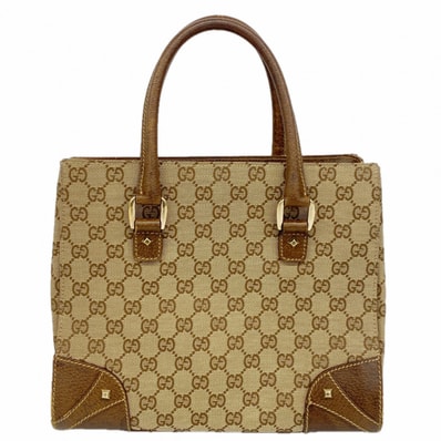 【6ce5961】グッチ ハンドバッグ GGキャンバス 120895 キャンバス ベージュ ブラウン シャンパンゴールド金具【中古】レディース