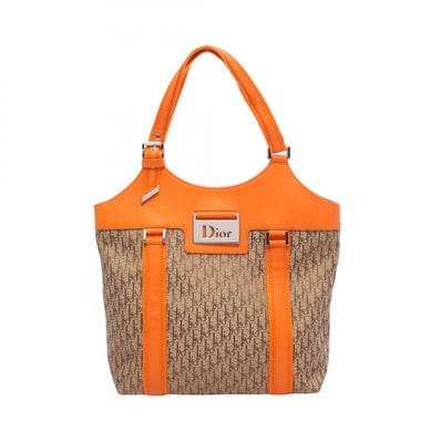 ディオール Dior ストリートシック トロッター トートバッグ バッグ キャンバス レザー レディース ベージュ系 / オレンジ系 【中古】