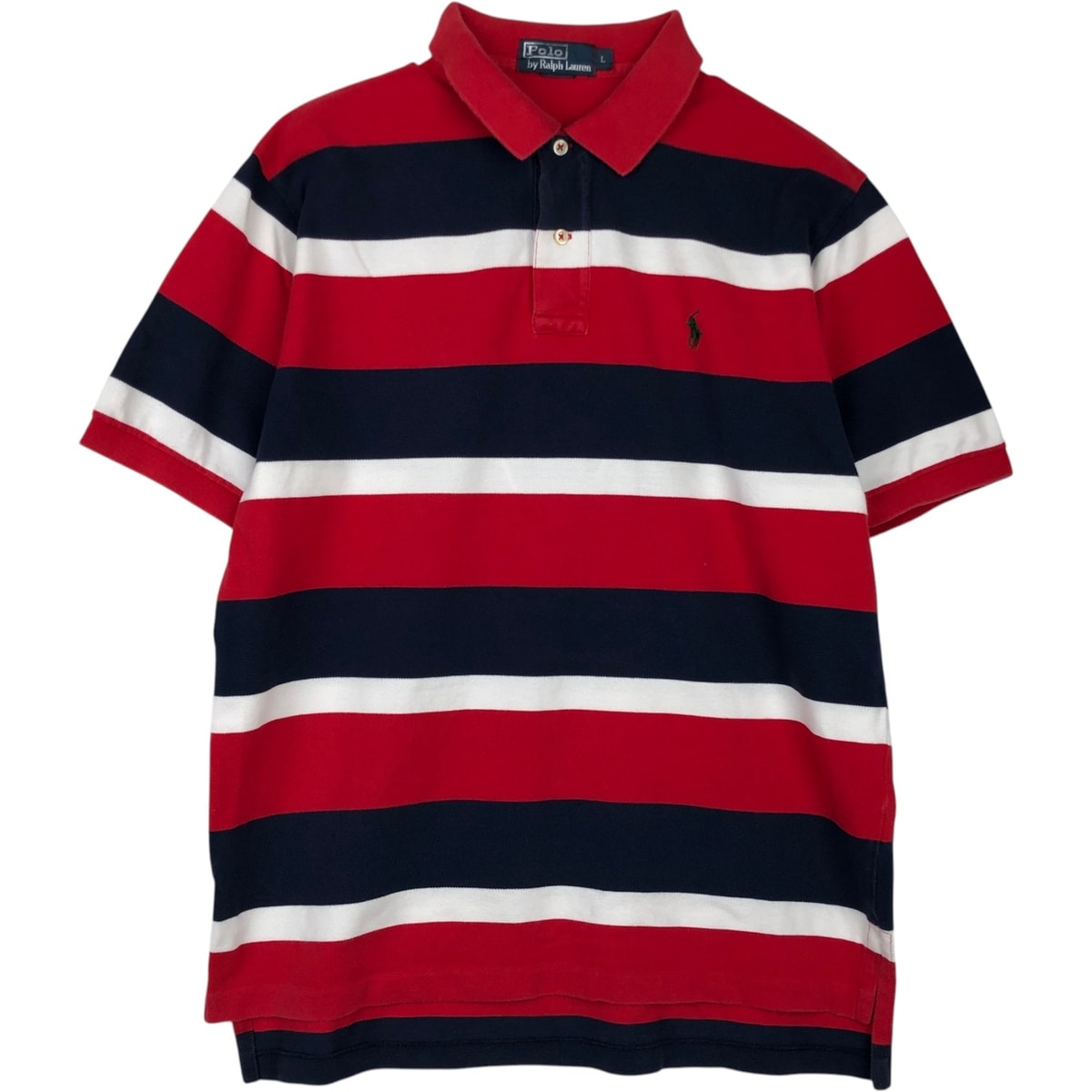 古着 ラルフローレン Ralph Lauren POLO by Ralph Lauren マルチボーダー 半袖 ボーダー ポロシャツ メンズL相当/eaa623979