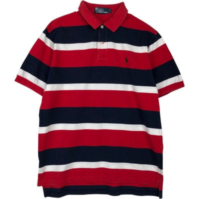 古着 ラルフローレン Ralph Lauren POLO by Ralph Lauren マルチボーダー 半袖 ボーダー ポロシャツ メンズL相当/eaa623979