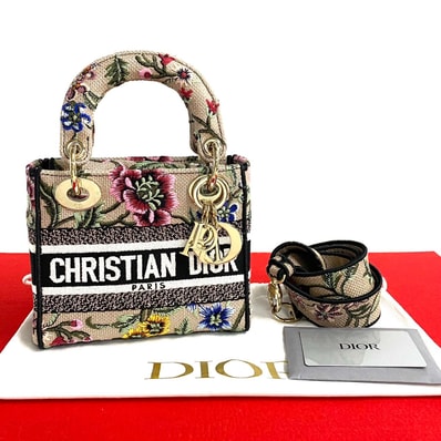 Christian Dior ディオール レディ ディーライト ミニ ロゴ キャンバス ショルダーバッグ ベージュ
33975
