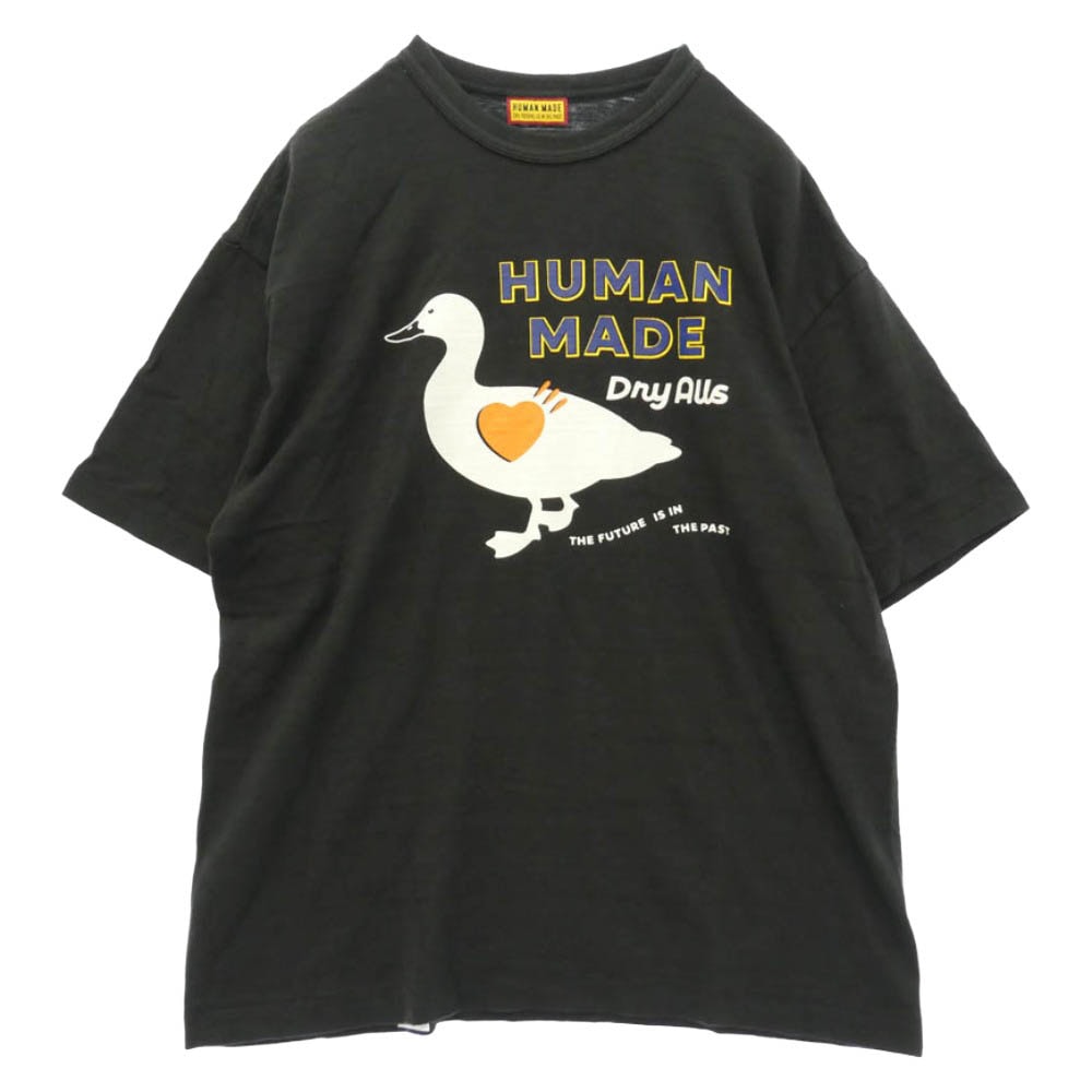 HUMAN MADE ヒューマンメイド 25SS HM29TE012 GRAPHIC T-SHIRT Duck Dry Alls ハート ダック カモ プリント 半袖 Tシャツ ブラック系 XL【中古】