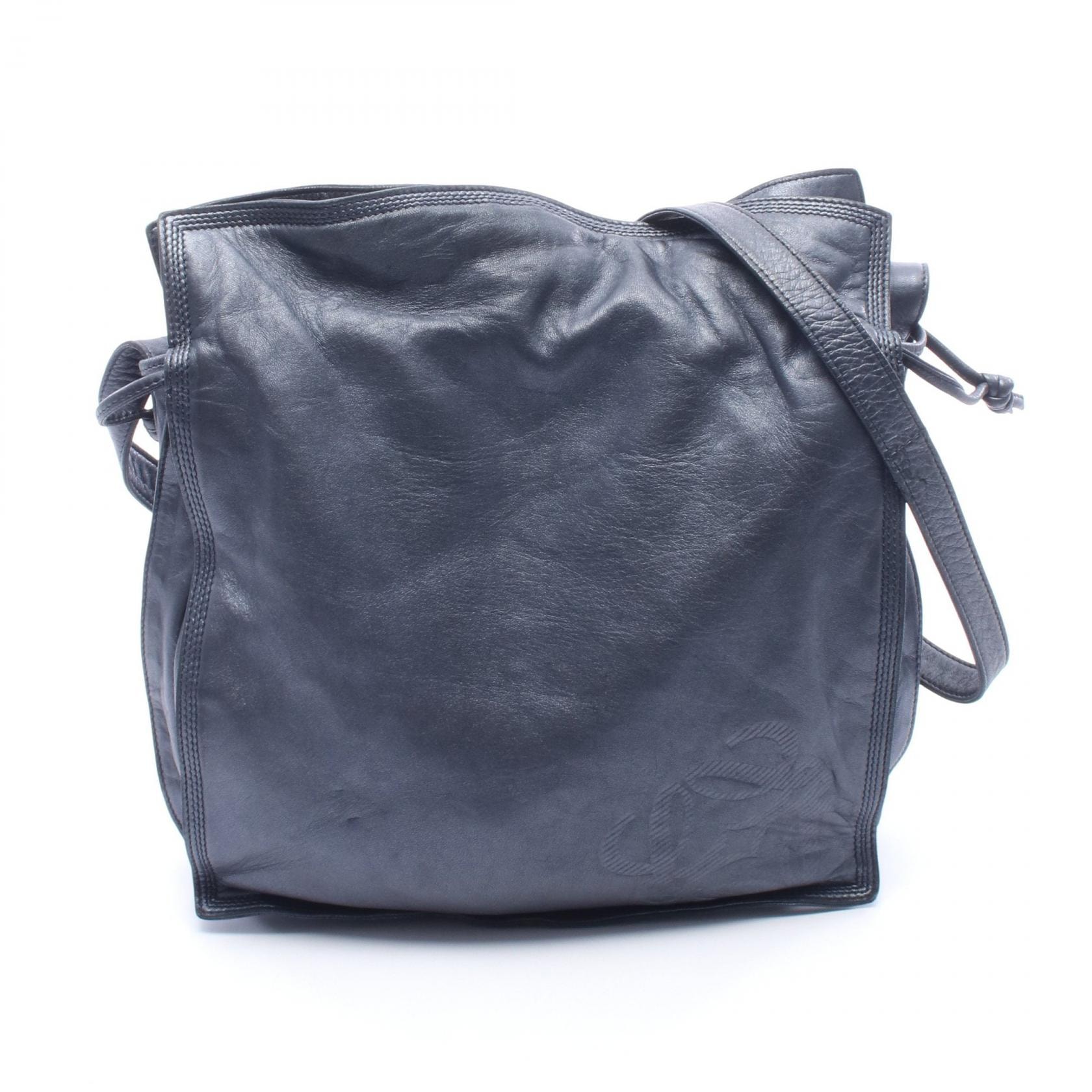 ロエベ LOEWE アナグラム ショルダーバッグ バッグ レザー レディース ネイビー系 【中古】
