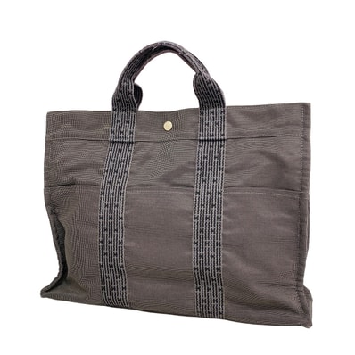 【6dc3199】エルメス トートバッグ エールラインMM キャンバス グレー シルバー金具【中古】メンズ レディース ユニセックス