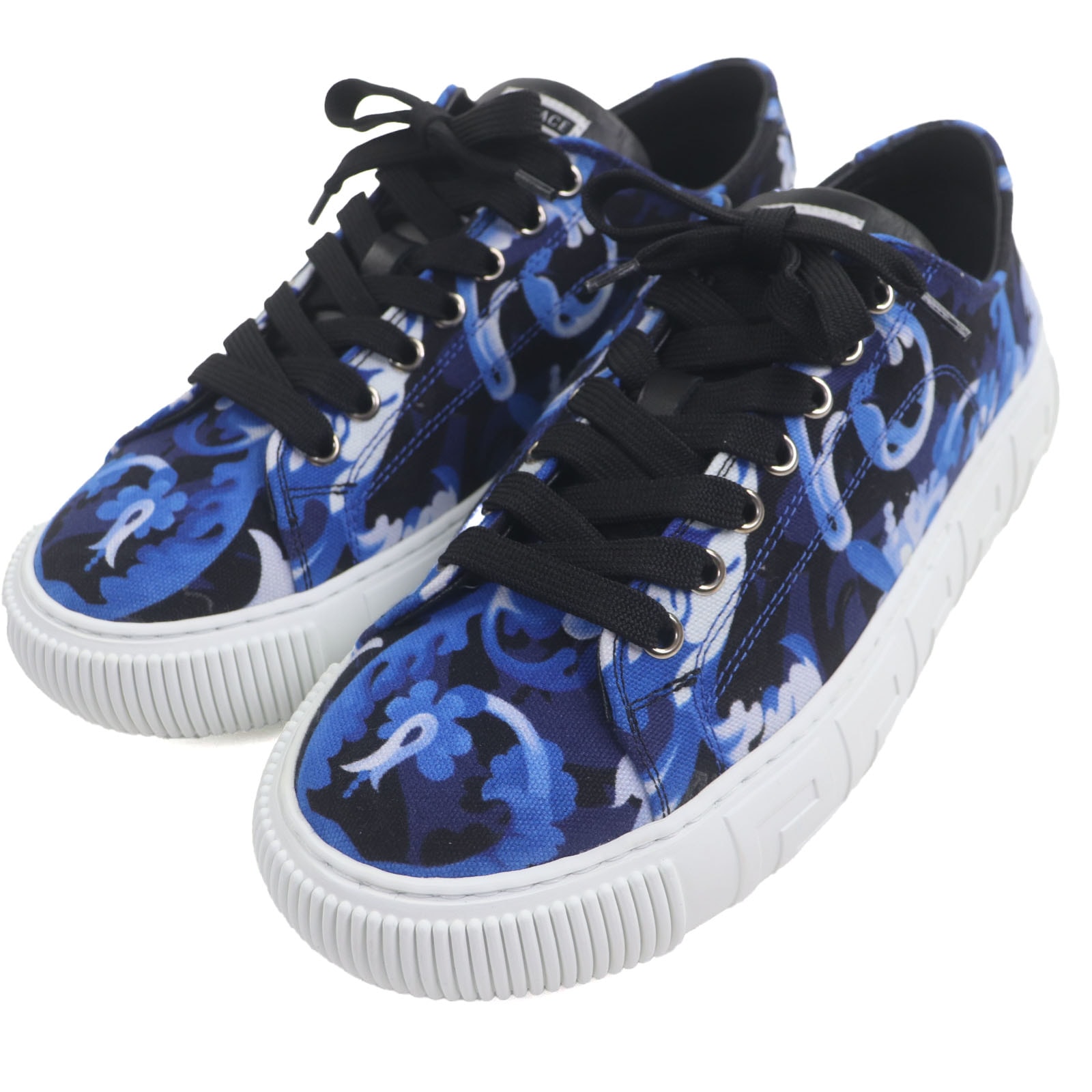 未使用品 ヴェルサーチ ローカットスニーカー バロッコ グレカ ブルー メンズ 39