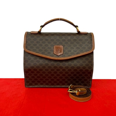 CELINE セリーヌ マカダム ブラゾン トリオンフ 2way レザー PVC ショルダーバッグ ブラウン
58293