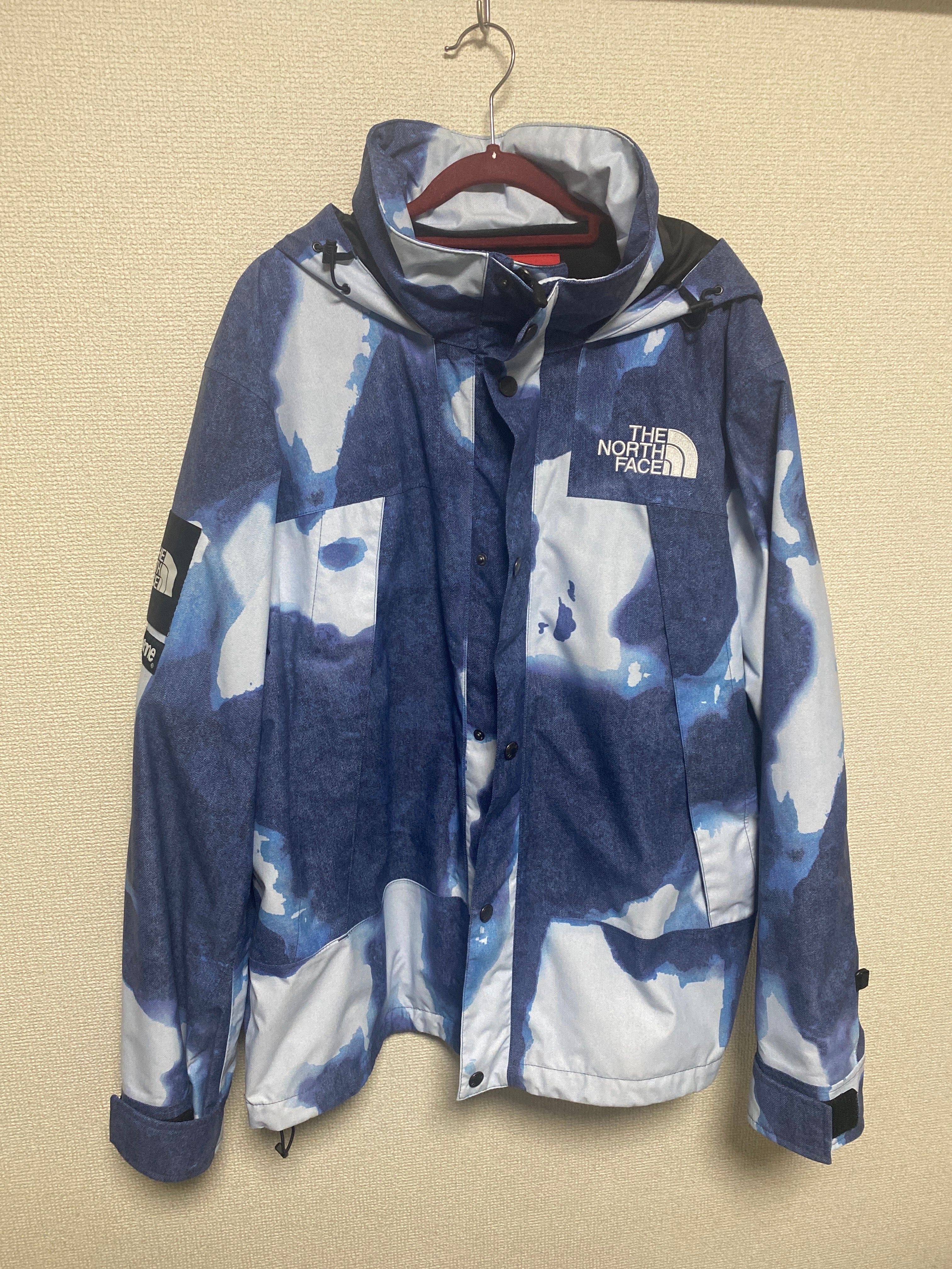 Supreme x The North Face Bleached Denim Print Mountain Jacket "Indigo"
