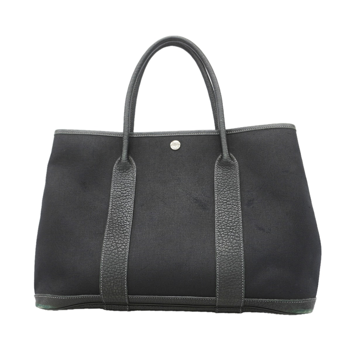 【6kd3483】エルメス トートバッグ ガーデンパーティPM トワルオフィシエ ブラック シルバー金具 □L刻印【中古】レディース