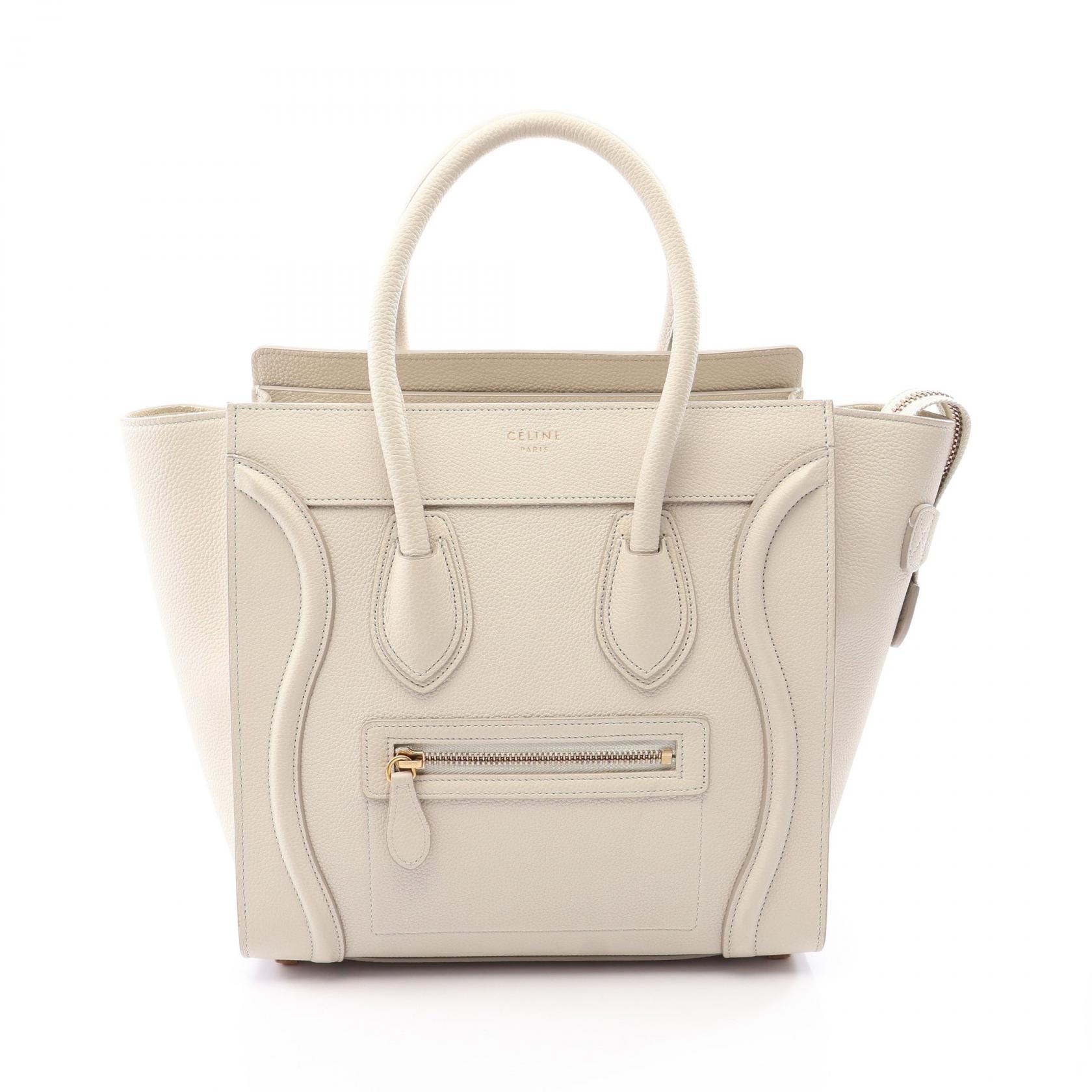 セリーヌ CELINE ラゲージ マイクロショッパー トートバッグ バッグ レザー レディース ホワイト系 【中古】