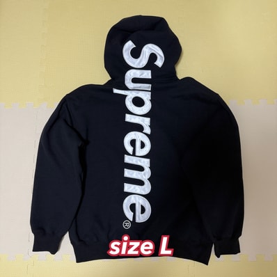 Supreme Satin Applique Hooded Sweatshirt "Black" (24FW)
