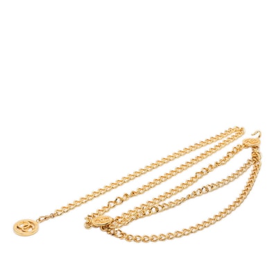 シャネル ココマーク 3連 チェーンベルト ゴールド メッキ レディース CHANEL 【中古】