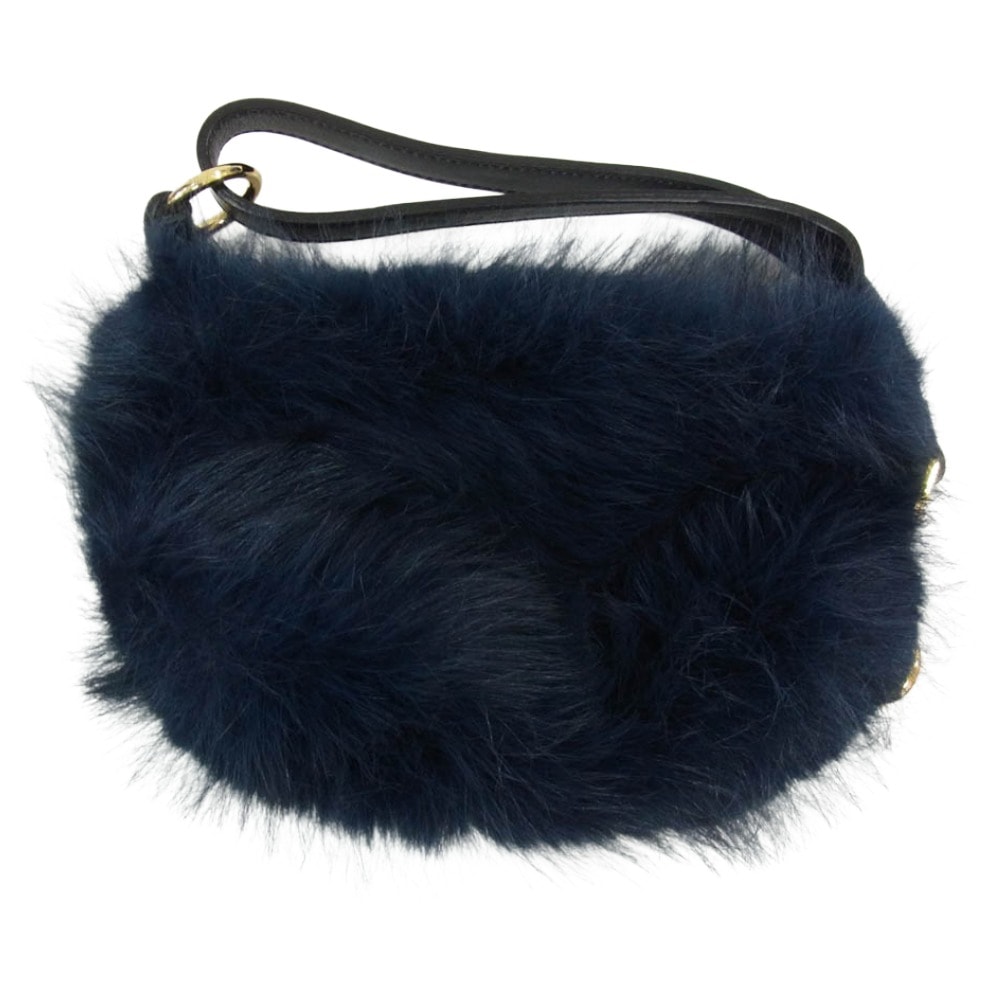 Sacai サカイ その他バッグ Small Pochette Faux Fur フェイクファー ハンドバッグ スモール ポシェット ネイビー系【中古】