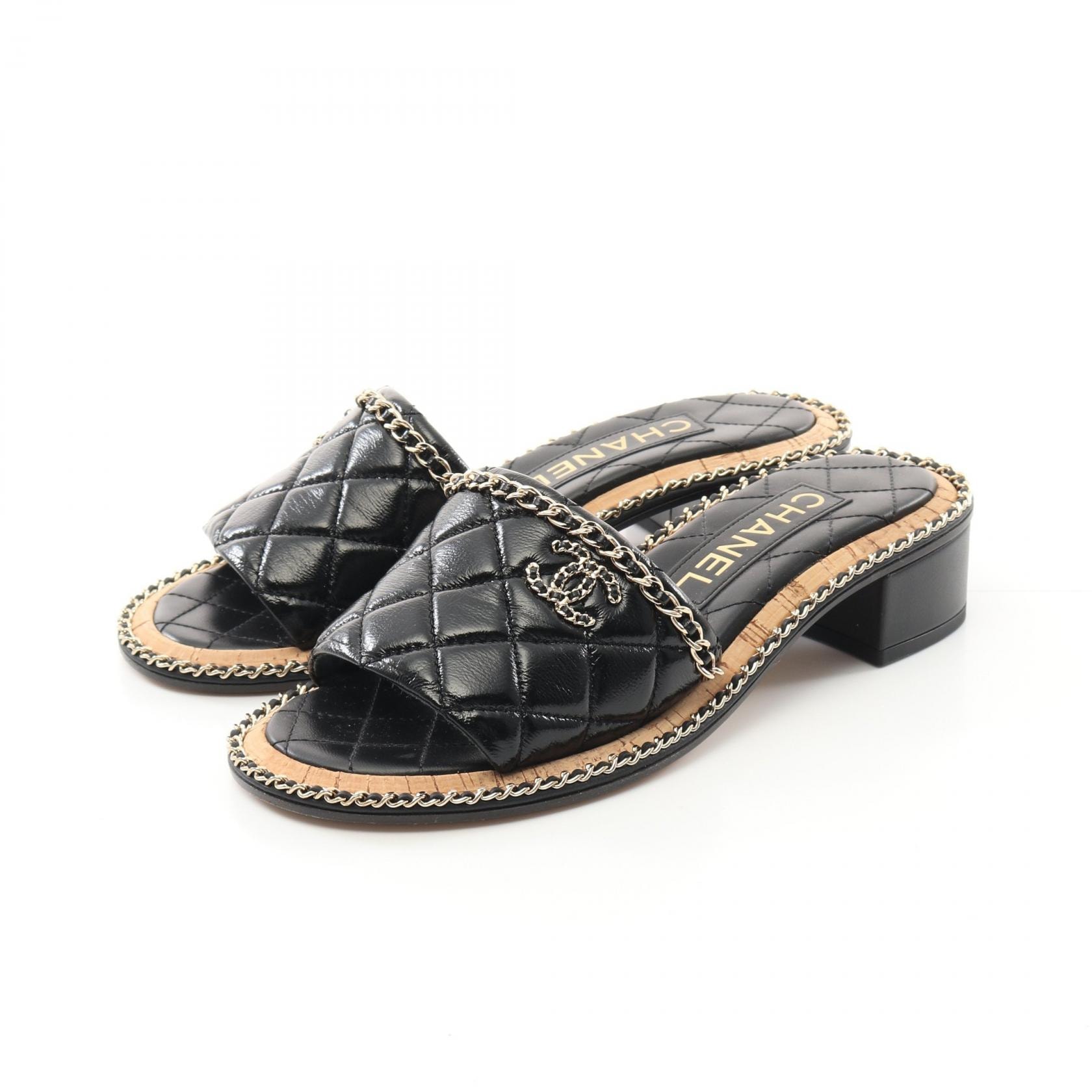 シャネル CHANEL マトラッセ ミュール 靴 ラムスキン(羊革) レディース ブラック系 【中古】