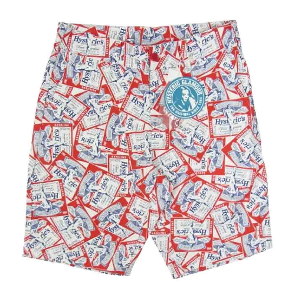 HYSTERIC GLAMOUR ヒステリックグラマー ショートパンツ 02251am02 HG LABEL柄 ショートパンツ レッド系 S【新古品】【未使用】【中古】
