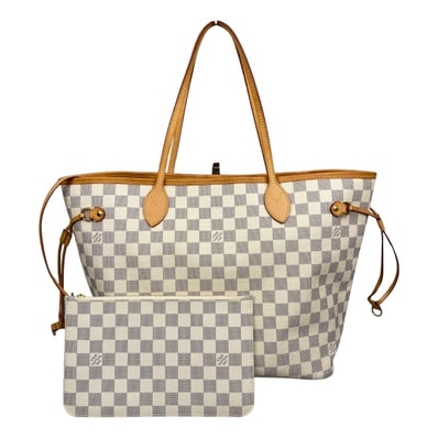 LOUIS VUITTON ルイヴィトン ダミエ・アズール ネヴァーフルMM ポーチ付 ショルダートートバッグ N40604 ローズベージュ