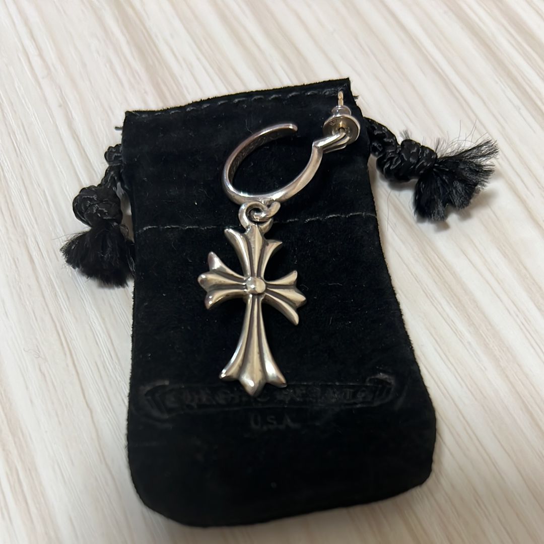 Chrome Hearts Hoop CH Cross Earrings "Silver"