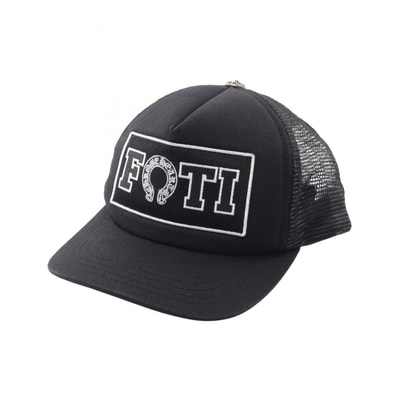 クロムハーツ CHROME HEARTS FOTI ホースシュー トラッカー キャップ 帽子 コットン ポリエステル メンズ ブラック系 【中古】