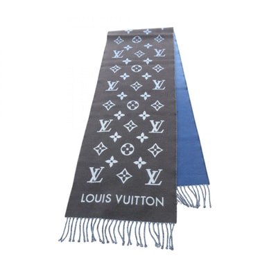 ルイ・ヴィトン LOUIS VUITTON オールアバウト モノグラムグラディエント マフラー 衣料品 ウール メンズ グレー系 / ブルー系 M97442 【中古】