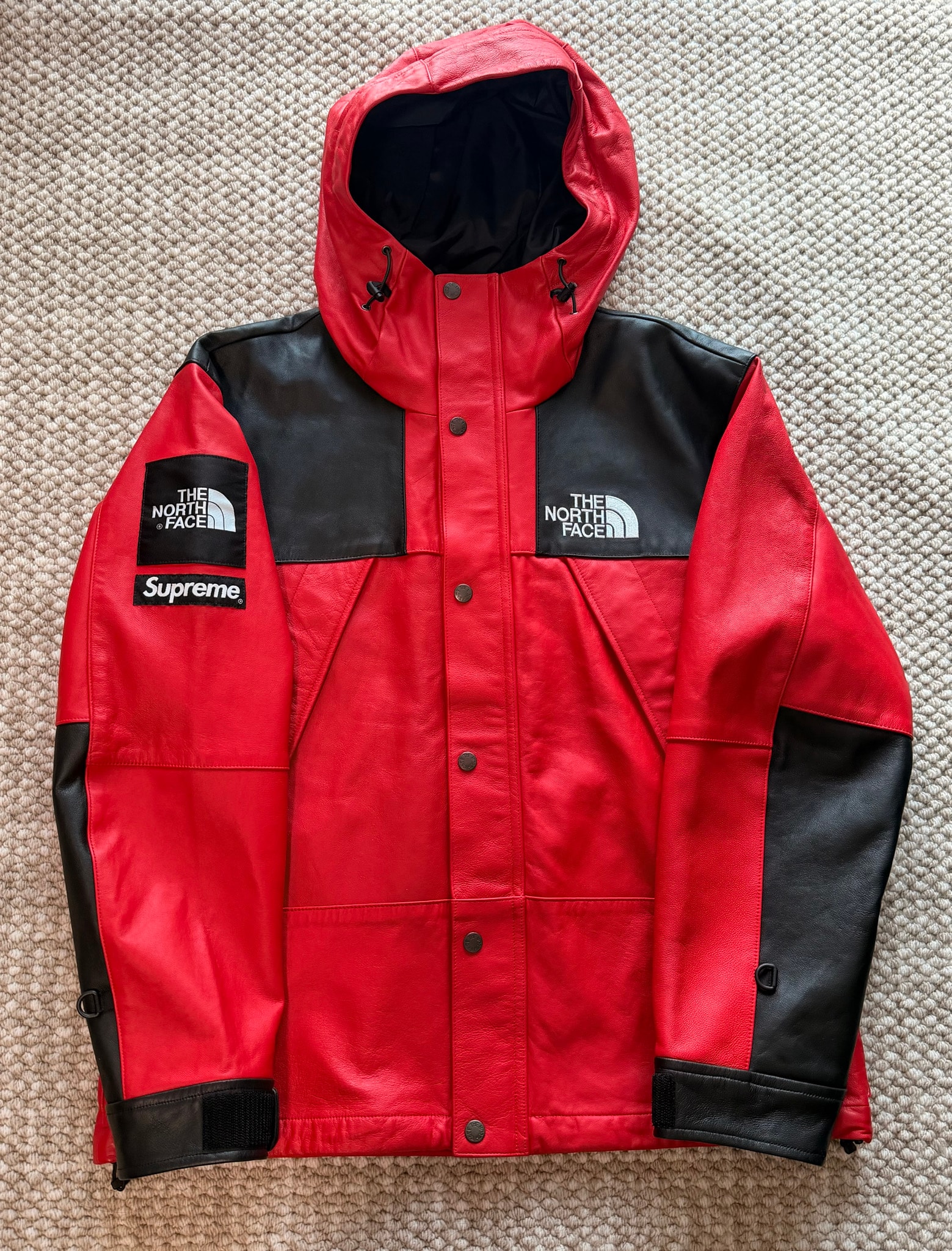 Supreme x The North Face Leather Mountain Parka "Red"