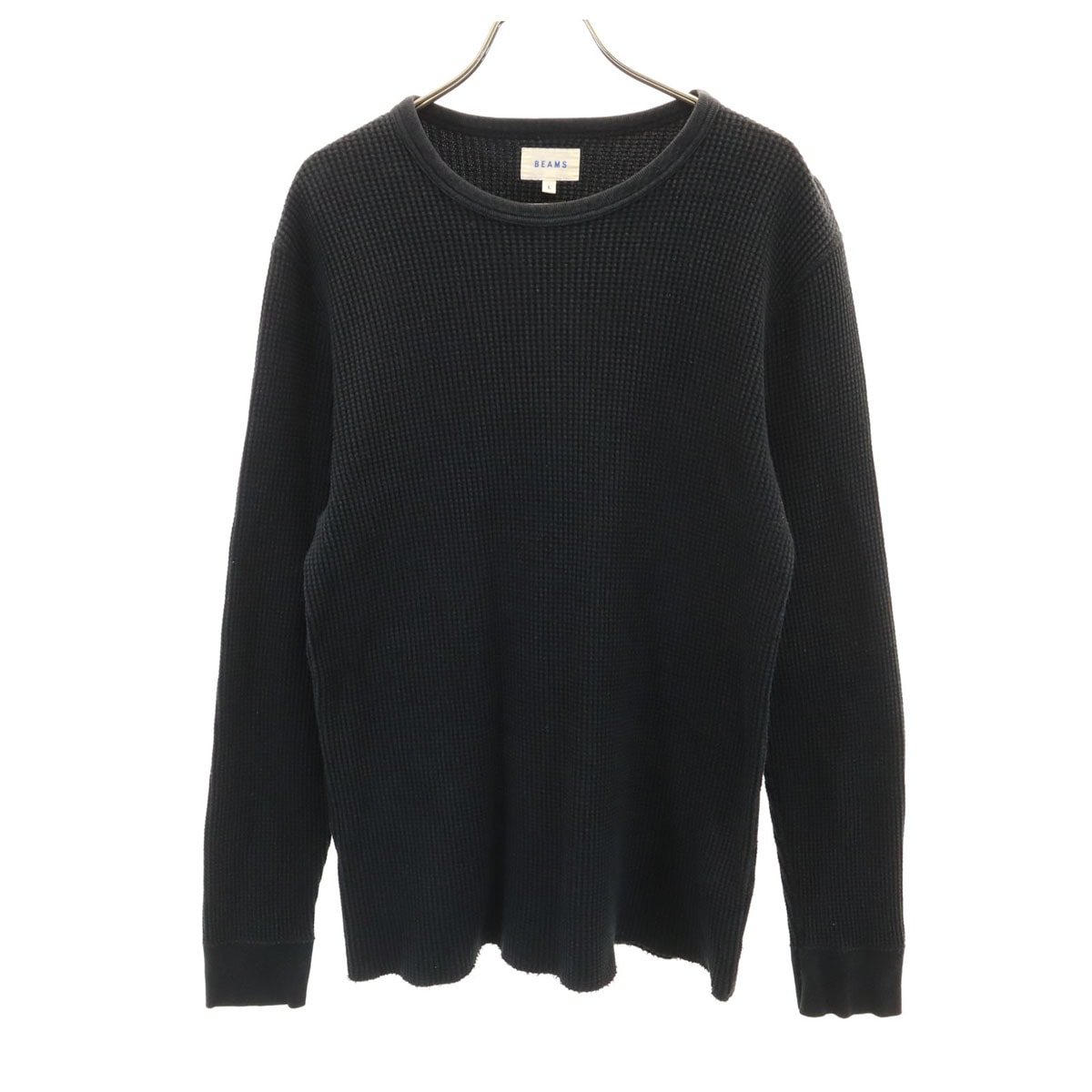 BEAMS ビームス 日本製 長袖 ワッフル Tシャツ L ブラック ロンT