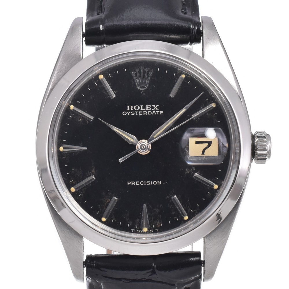 ロレックス ROLEX 6694 ヴィンテージ オイスターデイト プレシジョン Cal.1215 ブラック 手巻き メンズ 良品 腕時計 K#150469