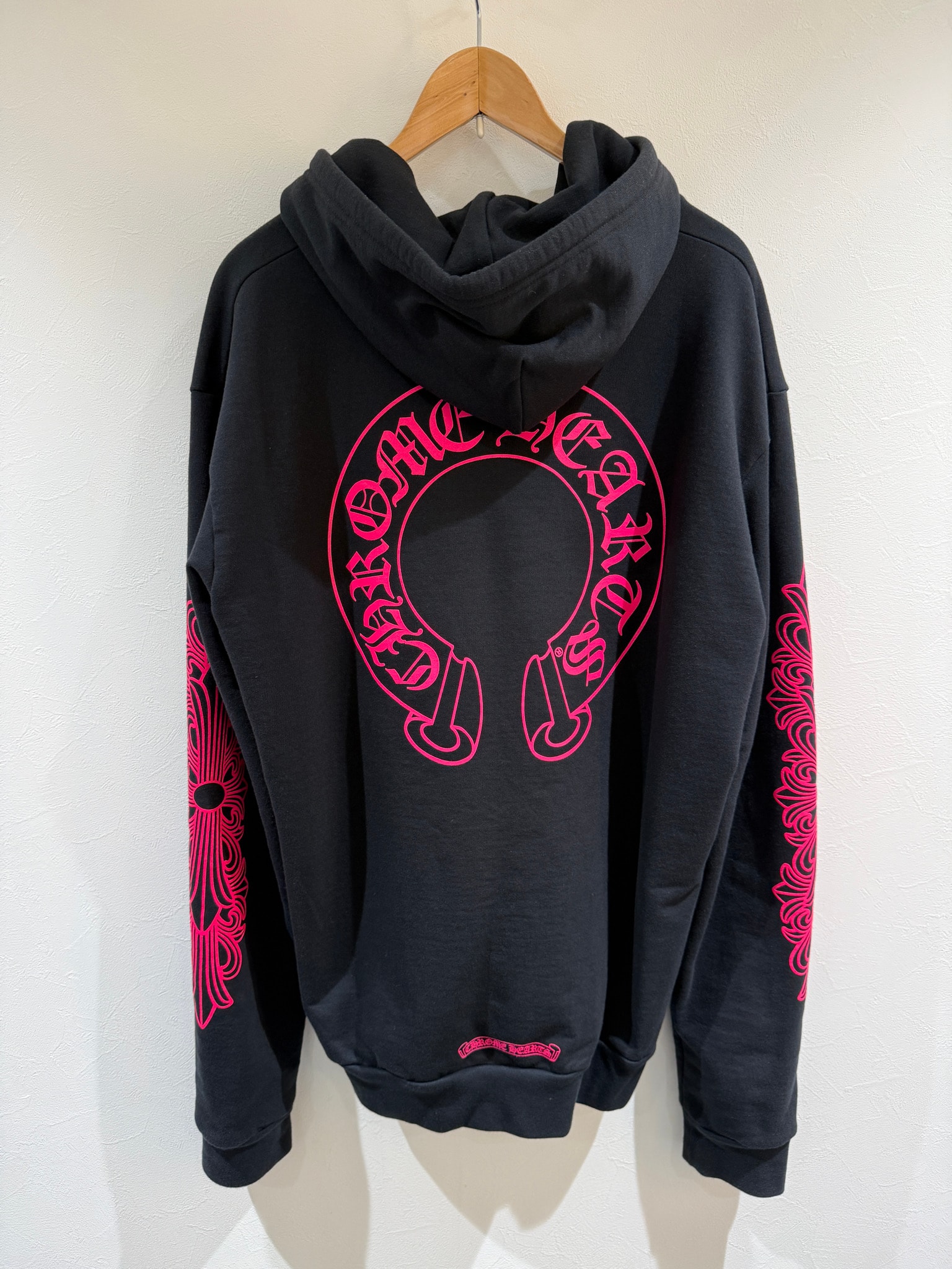 Chrome Hearts Horseshoe Floral Cross Zip-Up Hoodie "Black/Pink"