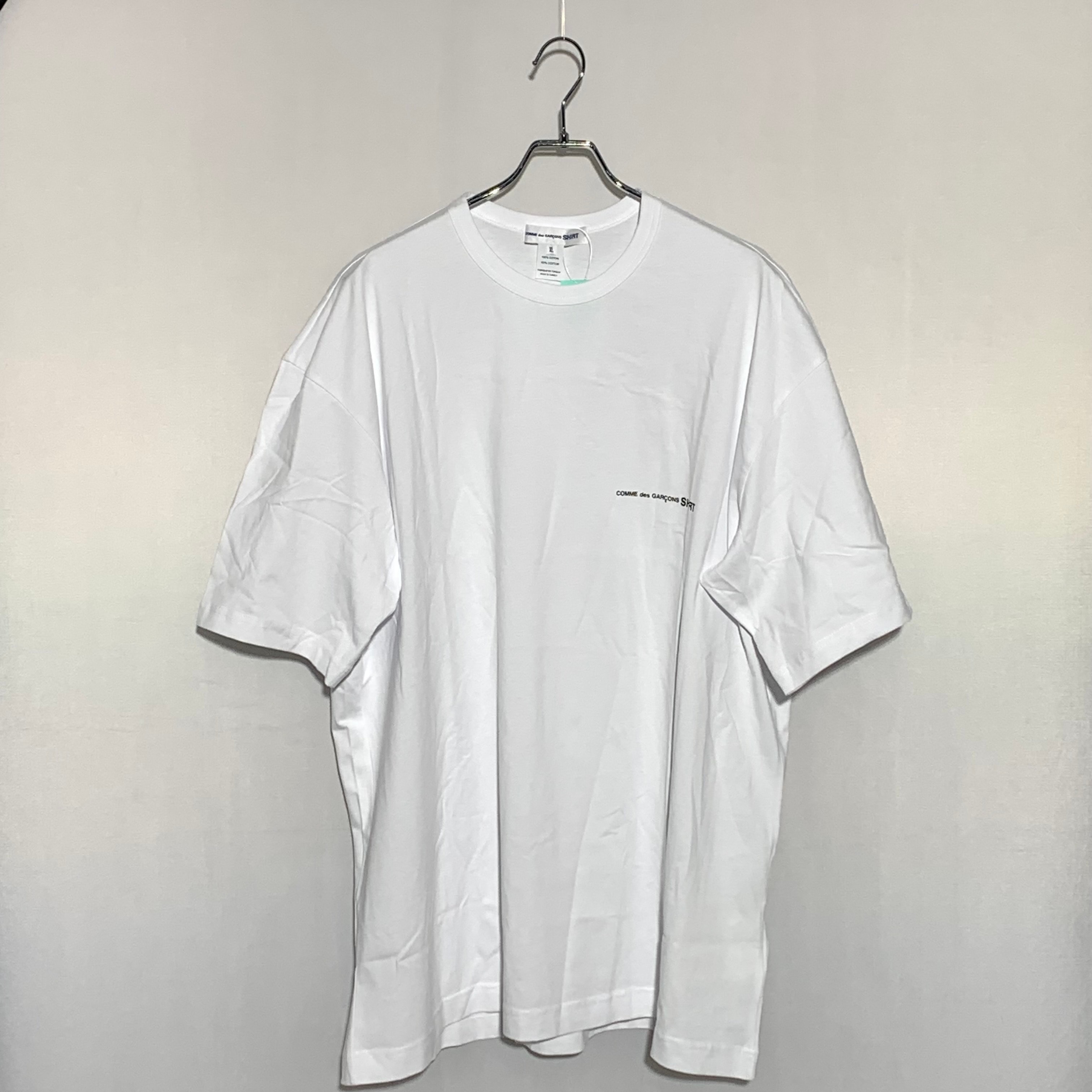 COMME des GARCON SHIRT cotton jersey plain with CDG SHIRT logo on front - big T White