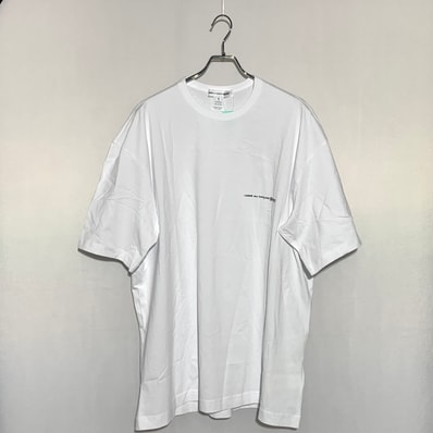 COMME des GARCON SHIRT cotton jersey plain with CDG SHIRT logo on front - big T White