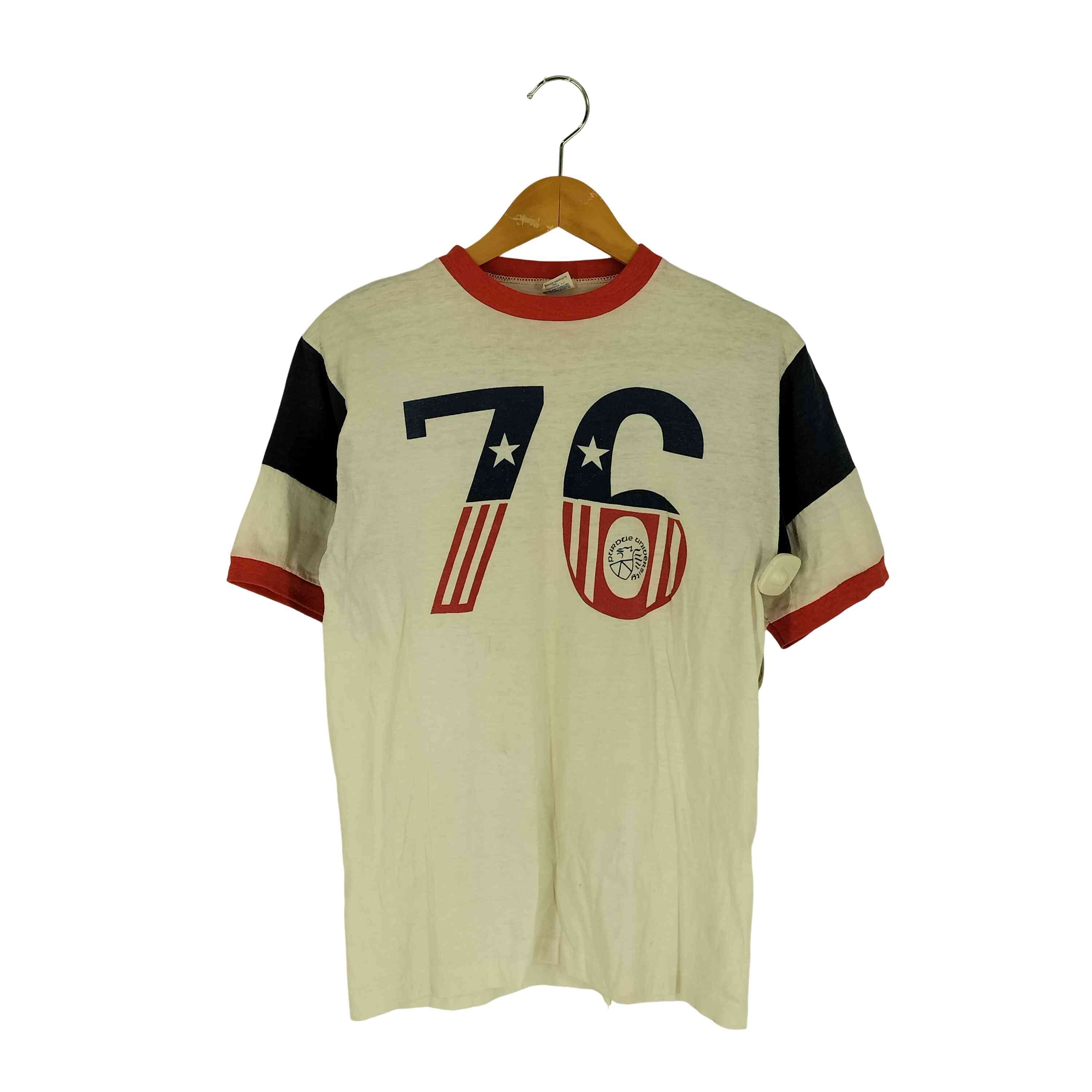 70~80s バータグ ナンバリング 76 星条旗 ラグラン Tシャツ【1141506916330】