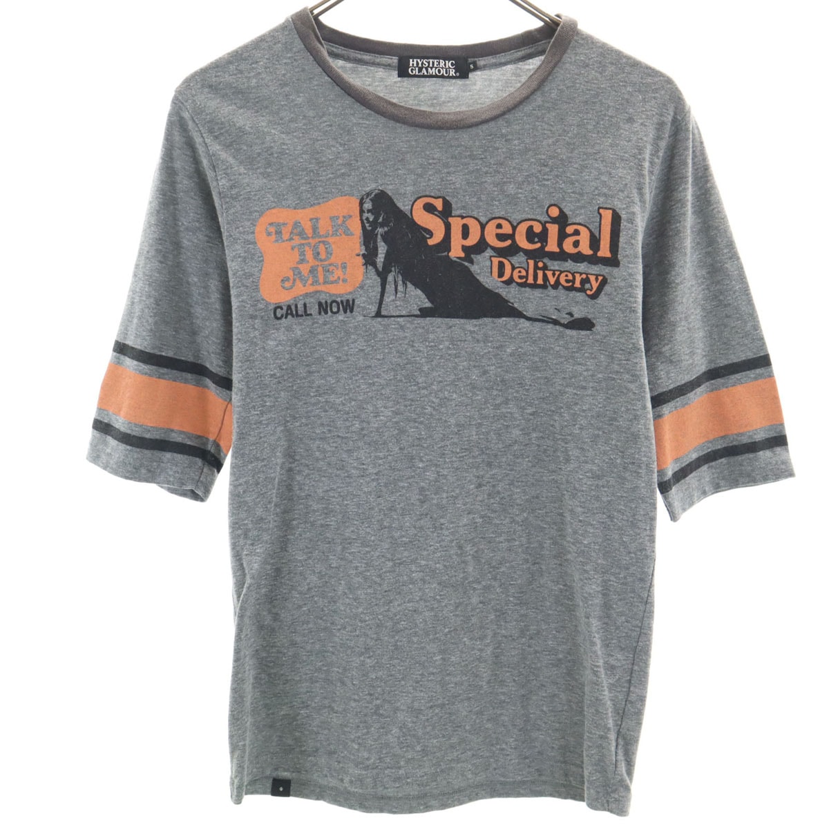 HYSTERIC GLAMOUR ヒステリックグラマー 日本製 5分袖 Tシャツ S グレー