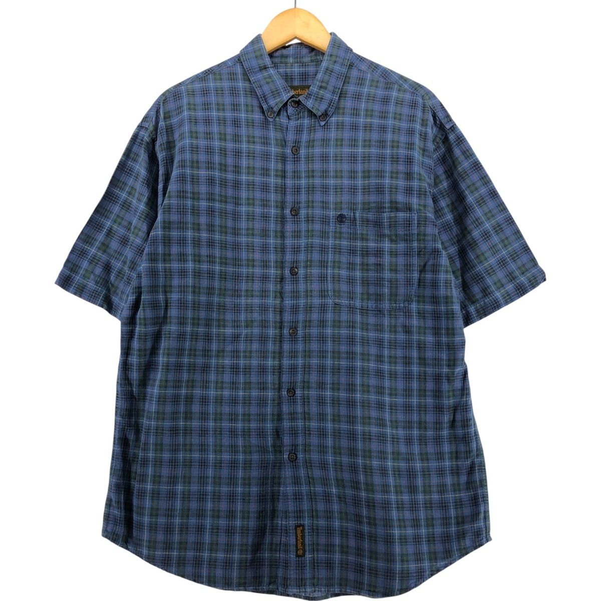 古着 90年代 ティンバーランド Timberland WEATHERGEAR 半袖 リネン ボタンダウンシャツ メンズM相当 ヴィンテージ/eaa543729