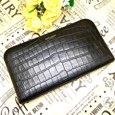 サンローラン ラウンド 長財布 オーガナイザー 型押しクロコ S2279