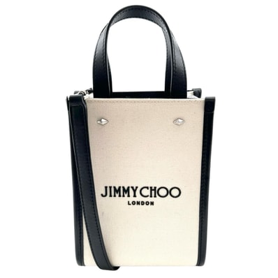 ジミーチュウ MINI N/S TOTE CZM ショルダーバッグ キャンバス ベージュ レディース JIMMY CHOO 中古