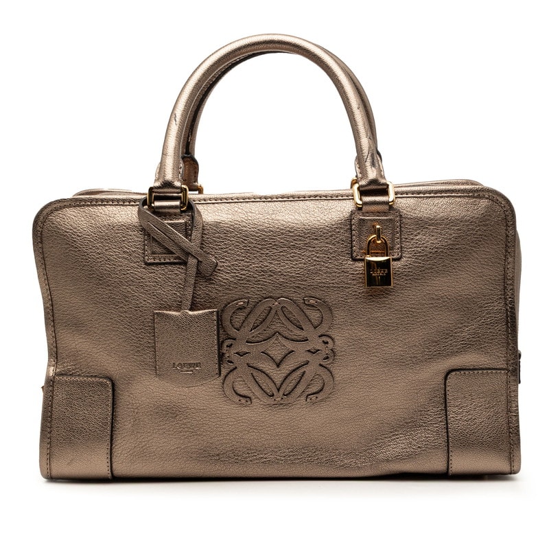 ロエベ アナグラム アマソナ36 ハンドバッグ ゴールド系 レザー レディース LOEWE 【中古】
