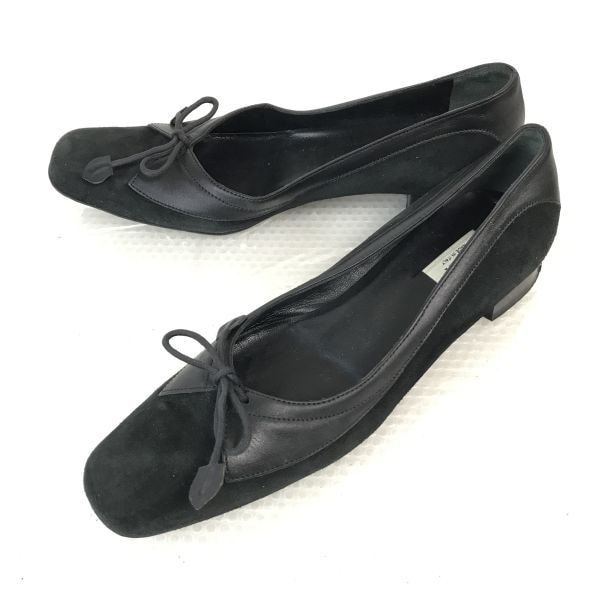 イタリア製★フルラ/FURLA★リボンパンプス【35.5/22.5-23.0cm/黒/BLACK】靴/スエードレザー/本革/Shoes/pumps/カジュアル/ビジネス◆Q-525