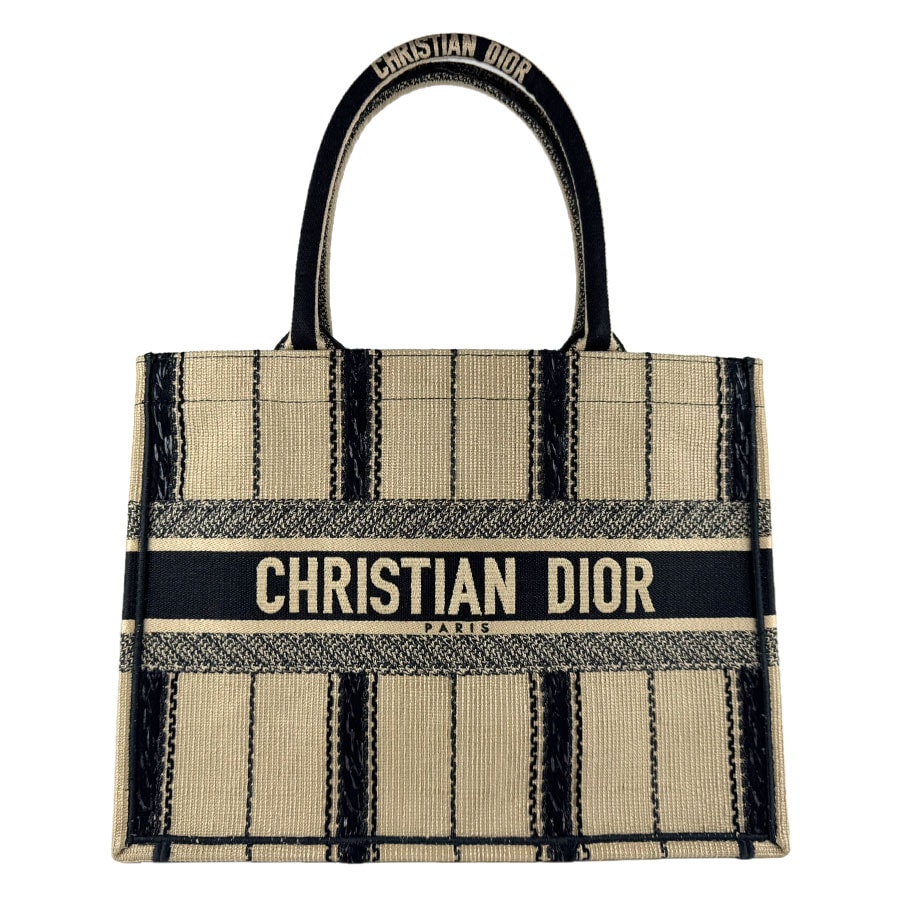 クリスチャンディオール Christian Dior ハンドバッグ ブックトート ミディアム キャンバス ベージュ/ブラック レディース【中古】 z9264