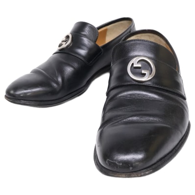 グッチ 730134 インターロッキングG レザー ローファー 7 1/2