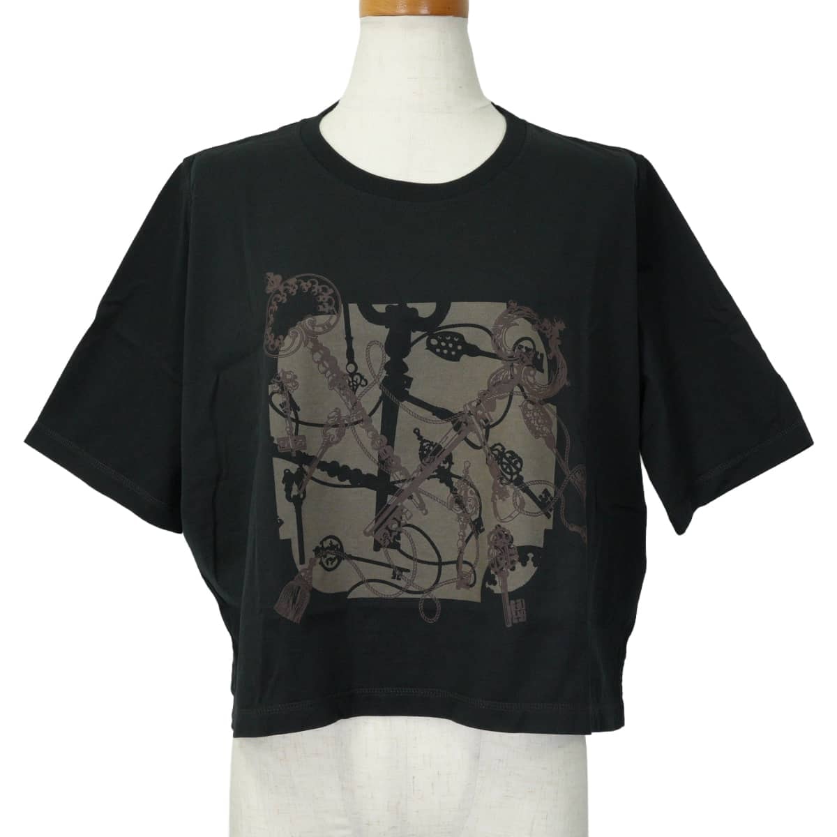 【渋谷並木橋店】2025-26年秋冬 HERMES エルメス 半袖Tシャツ カルトゥッシュ レクレ 黒 (ブラック) コットン100% #38 5E4624DA 新品未使用