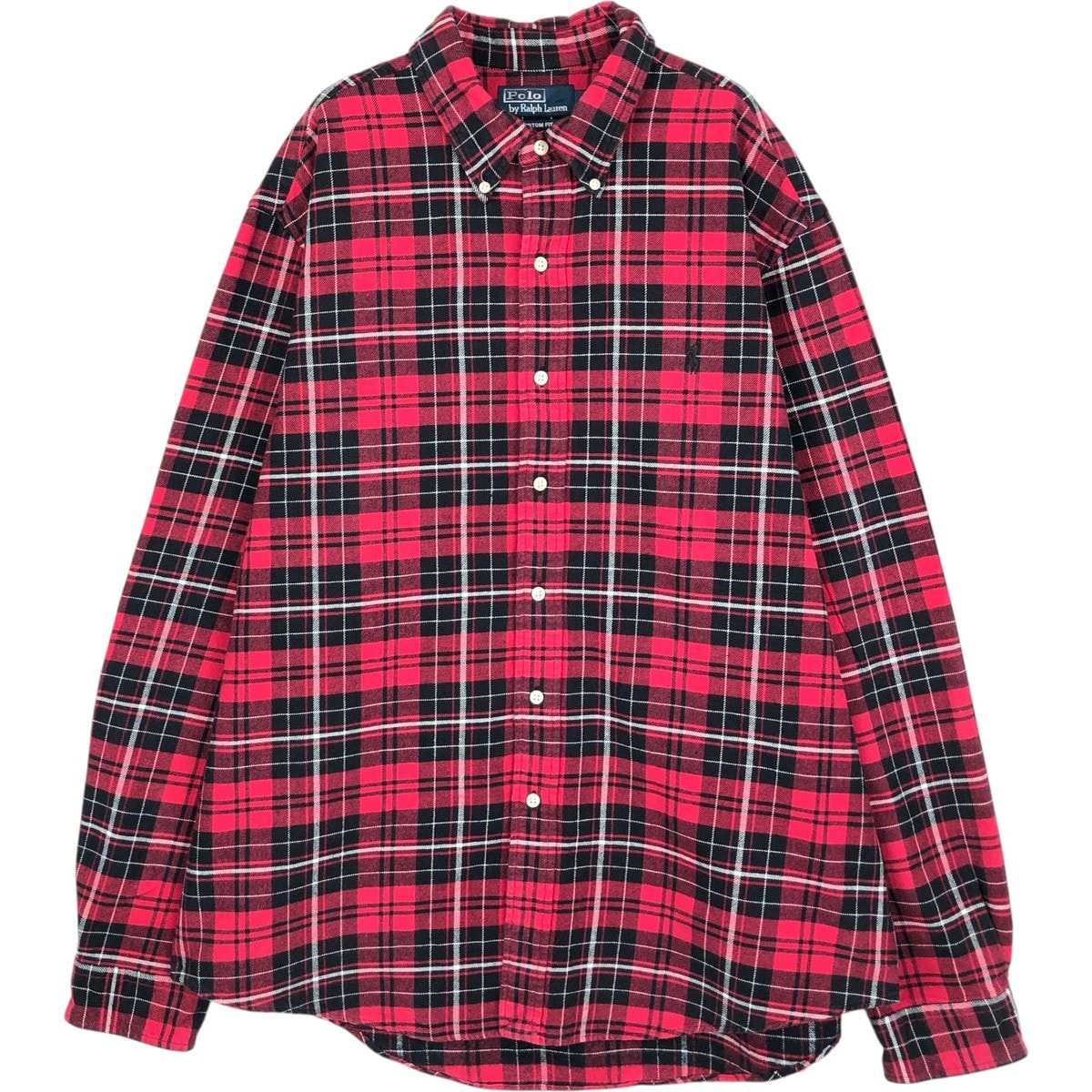 古着 ラルフローレン Ralph Lauren POLO by Ralph Lauren CUSTOM FIT 長袖 ボタンダウン ライトネルチェックシャツ メンズXL相当/eaa647313