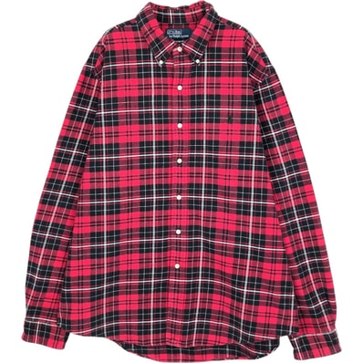 古着 ラルフローレン Ralph Lauren POLO by Ralph Lauren CUSTOM FIT 長袖 ボタンダウン ライトネルチェックシャツ メンズXL相当/eaa647313
