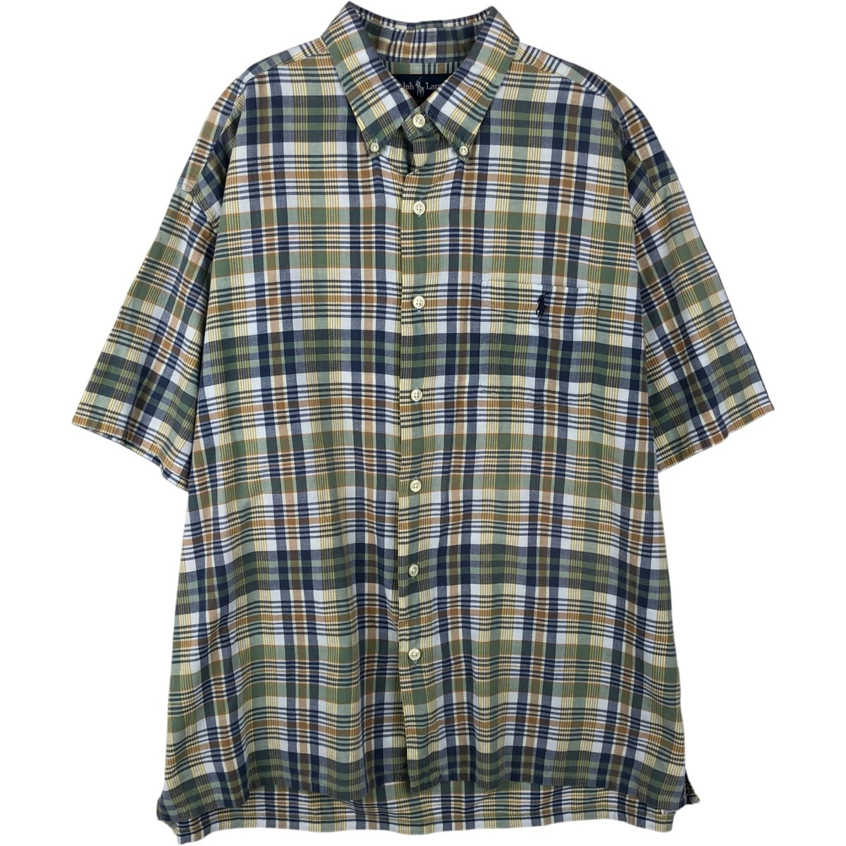 古着 ラルフローレン Ralph Lauren GREGGOR 半袖 ボタンダウン チェックシャツ ボックスシャツ メンズXL相当/eaa643975