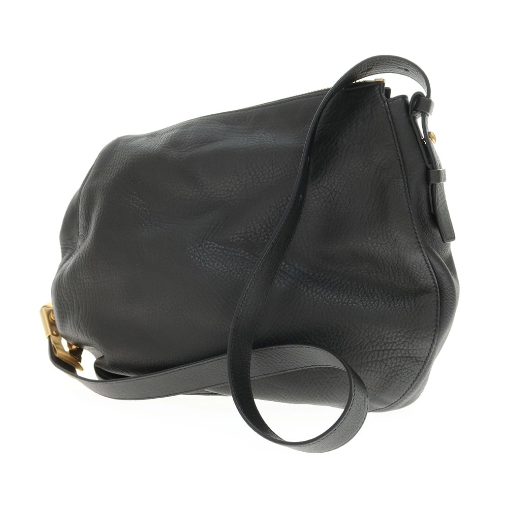 【中古】バーバリー BURBERRY レザー ショルダーバッグ ブラック【WxH32】【レディース】