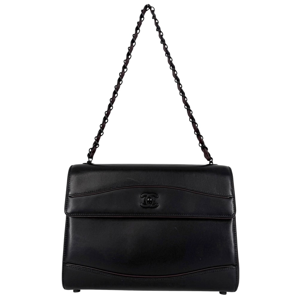 CHANEL シャネル ショルダーバッグ チェーンショルダーバッグ ココマーク 肩掛け ヴィンテージ レザー    ブラック 黒 ボルドー ブラック金具 レディース【中古品】