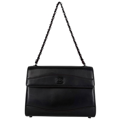 CHANEL シャネル ショルダーバッグ チェーンショルダーバッグ ココマーク 肩掛け ヴィンテージ レザー ブラック 黒 ボルドー ブラック金具 レディース【中古品】