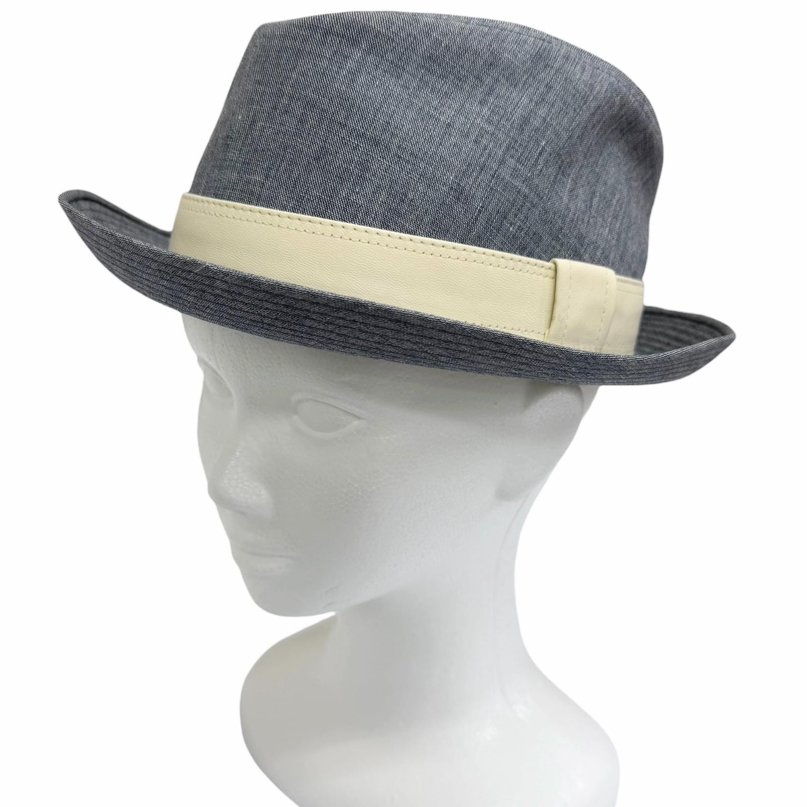極美品 エルメス ハット ブルー メンズ FR 60