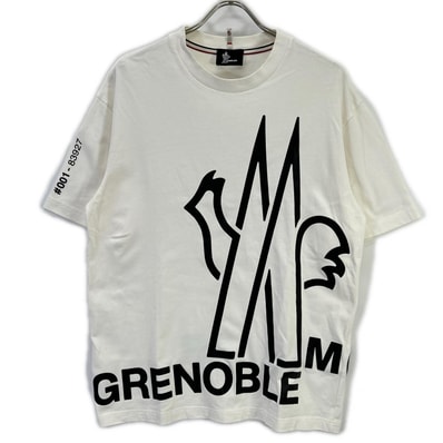 モンクレール 【GRENOBLE】23年製 ホワイト T-SHIRT MANICA CORTA ロゴプリントTシャツ L