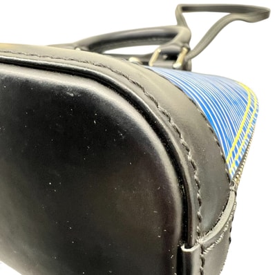 LOUIS VUITTON 希少 極美品 ルイヴィトン ナノアルマ エピデニム 2way ショルダーバッグ ハンドバッグ M41578 レザー SN0126 ブルー ポシェット クロスボディ ミニ Aランク 鑑定済 中古 ヴィトンバッグ