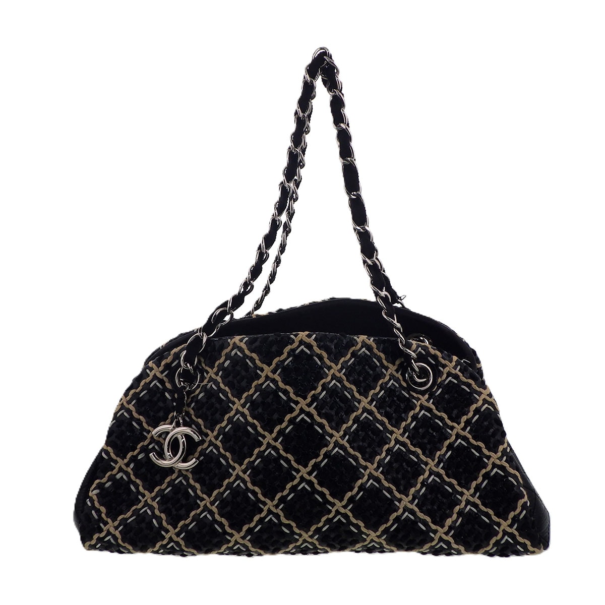 【値下げ】CHANEL シャネル マドモアゼル ボーリングバッグ ショルダーバッグ A50557 エナメル ブラック 【中古】